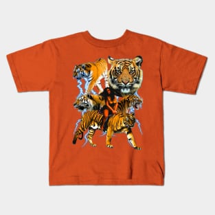 Vintage Tigers 90's y2k Cat Graphic (it has lightning) Kids T-Shirt